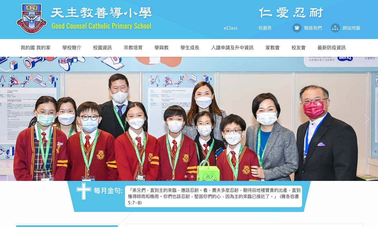Screenshot of the Home Page of Good Counsel Catholic Primary School