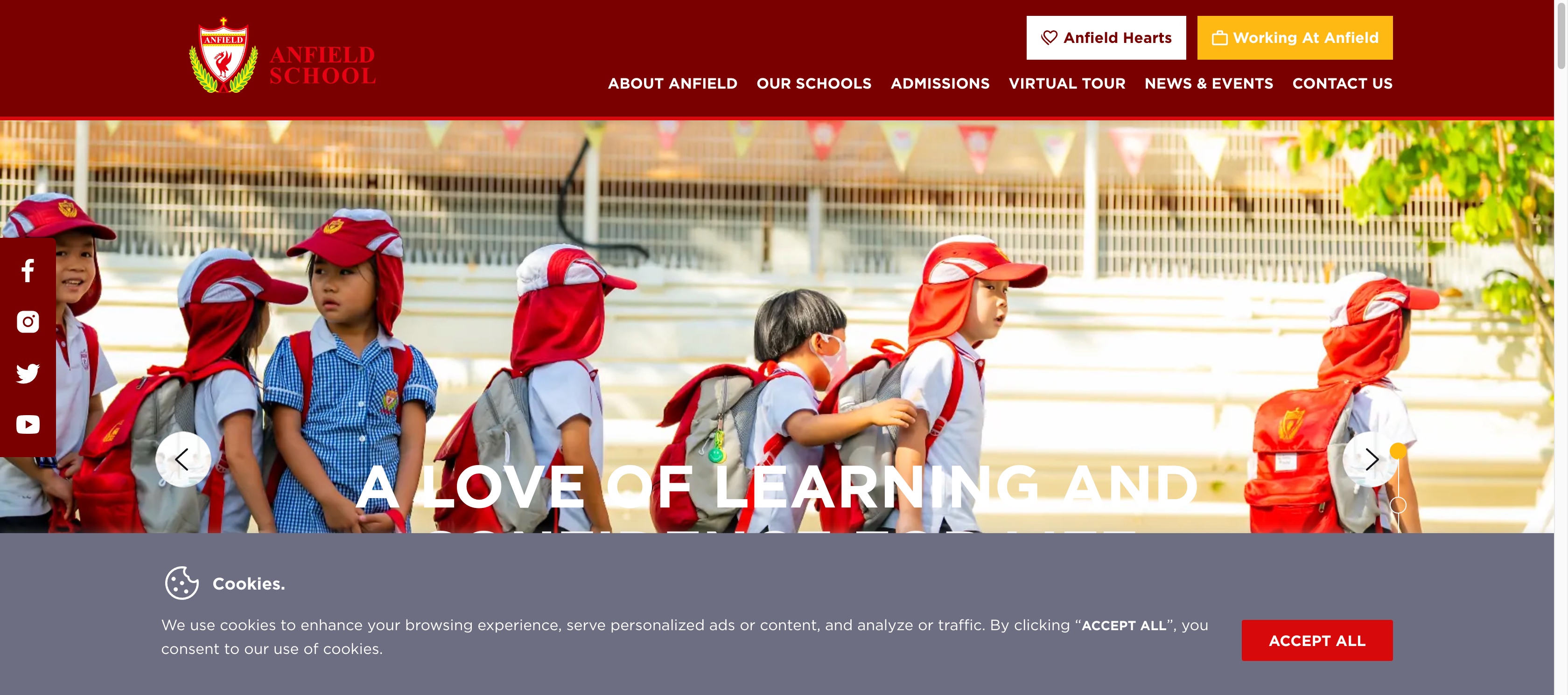 Screenshot of the Home Page of ANFIELD INTERNATIONAL KINDERGARTEN (LAGUNA VERDE AVENUE)
