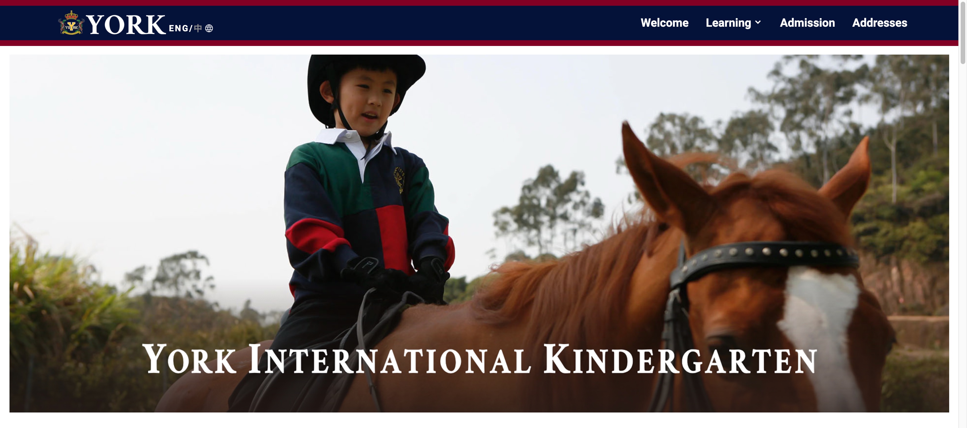 Screenshot of the Home Page of YORK ENGLISH PRIMARY SCHOOL &amp; KINDERGARTEN (KOWLOON TONG CUMBERLAND ROAD)