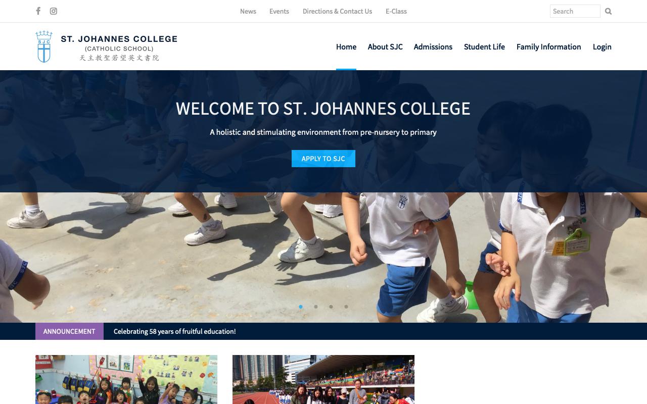 Screenshot of the Home Page of St. Johannes College (Primary Section)