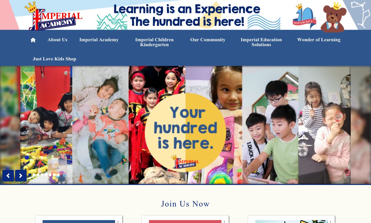 Screenshot of the Home Page of IMPERIAL CHILDREN KINDERGARTEN